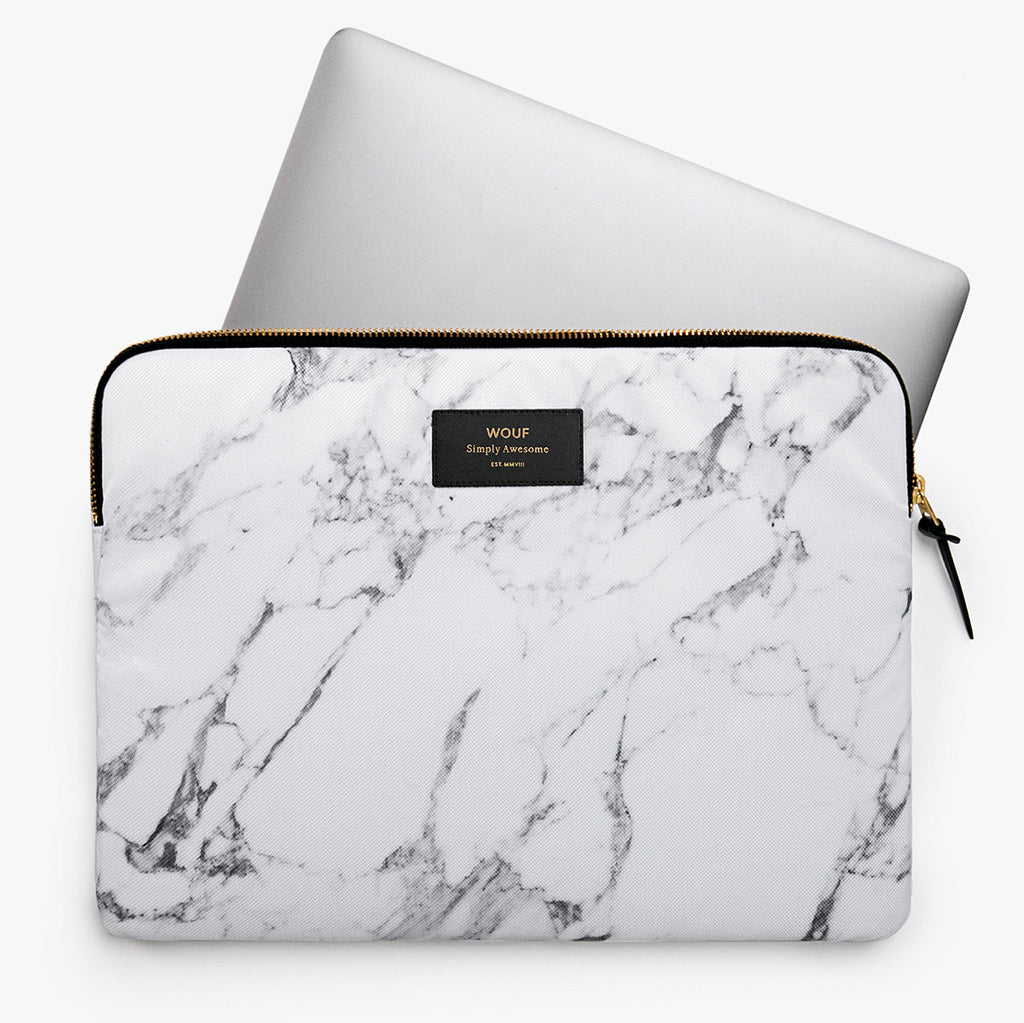 Laptop Sleeve - White Marble