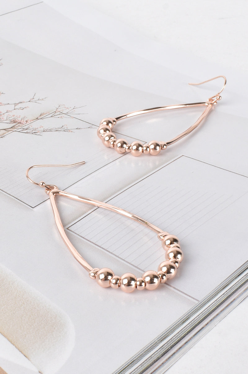 Oval Drop Hook Earrings - Rose Gold