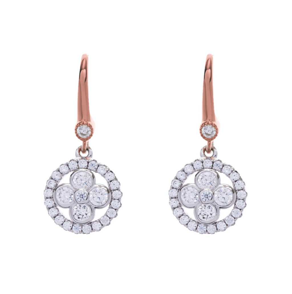 Two Toned Rose Gold Cubic Zirconia Earrings