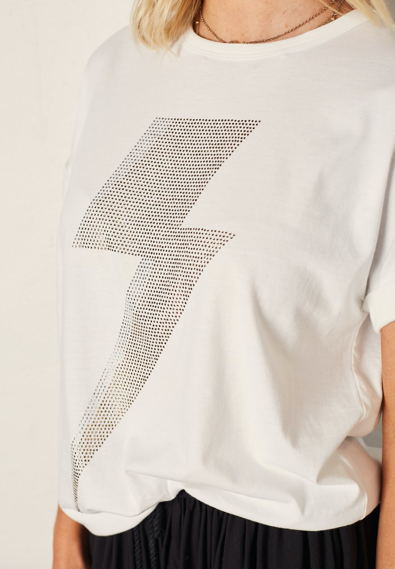 The Relaxed Tee - White with Bolt