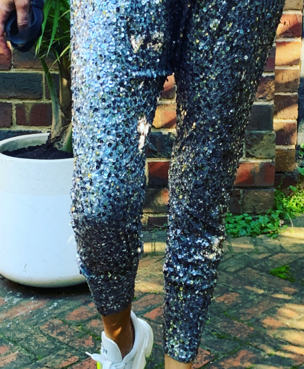 Sequin Trackie Pants - Silver